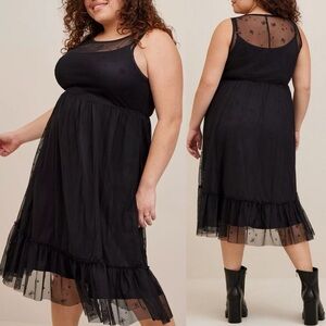 Torrid Disney Minnie Mouse Maxi Sheer Mesh Layering Dress Sz 4 Black